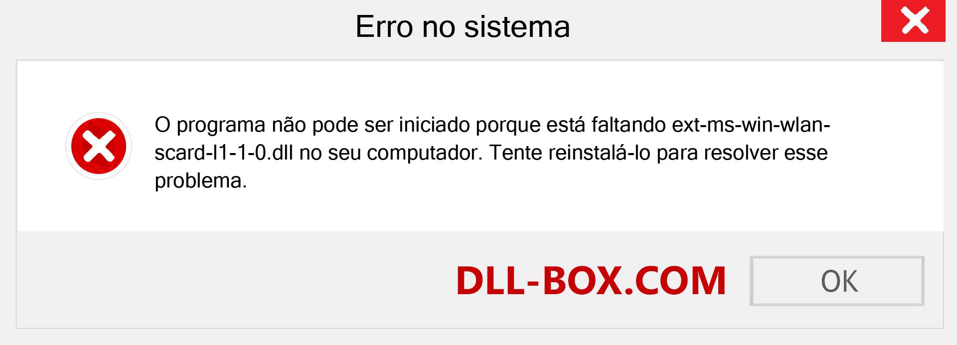 Arquivo ext-ms-win-wlan-scard-l1-1-0.dll ausente ?. Download para Windows 7, 8, 10 - Correção de erro ausente ext-ms-win-wlan-scard-l1-1-0 dll no Windows, fotos, imagens